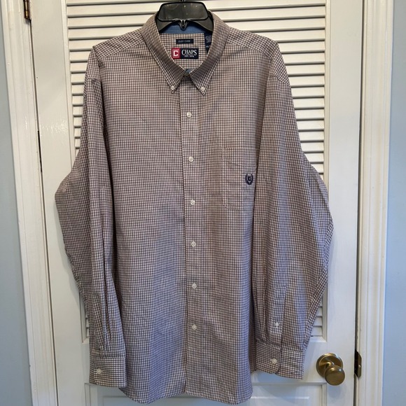 Chaps Other - Chaps XXL Brown Plaid Button‎ Down Shirt Long Sleeve Easy Care